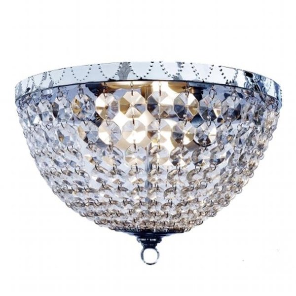 All The Rages All The Rages FM1001-CHR Elegant Designs 2 Light Victoria Crystal Rain Drop Ceiling Light Flushmount; Chrome FM1001-CHR